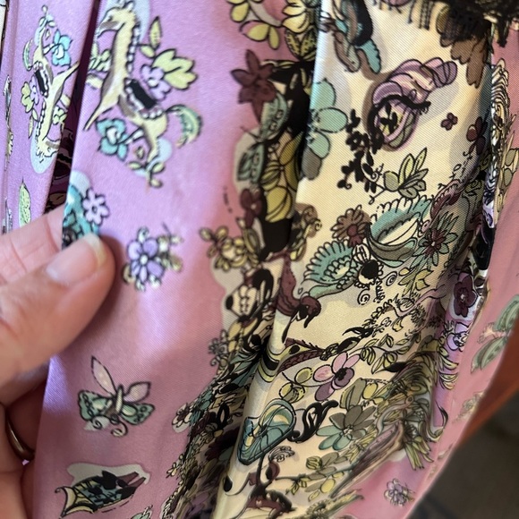 Nanette Lapore | Vintage 100% Silk Floral Midi Dress with Lace Detail, Size 0 - Picture 10 of 12